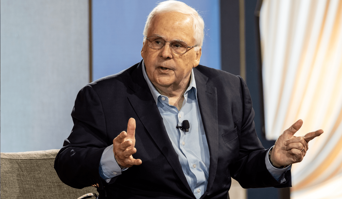 FedEx founder and executive chairman Fred Smith on stage with Goldman Sachs CEO David Solomon at the 13th annual Goldman Sachs Builders & Innovation Summit on October 17, 2024 in Healdsburg, California.